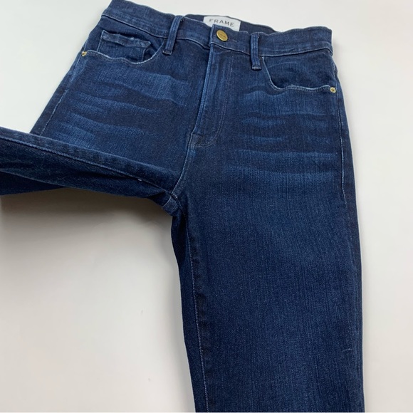 Frame Denim All High Rise Skinny Jeans with Asymmetric Slit Hem Sz 27 - Picture 5 of 11